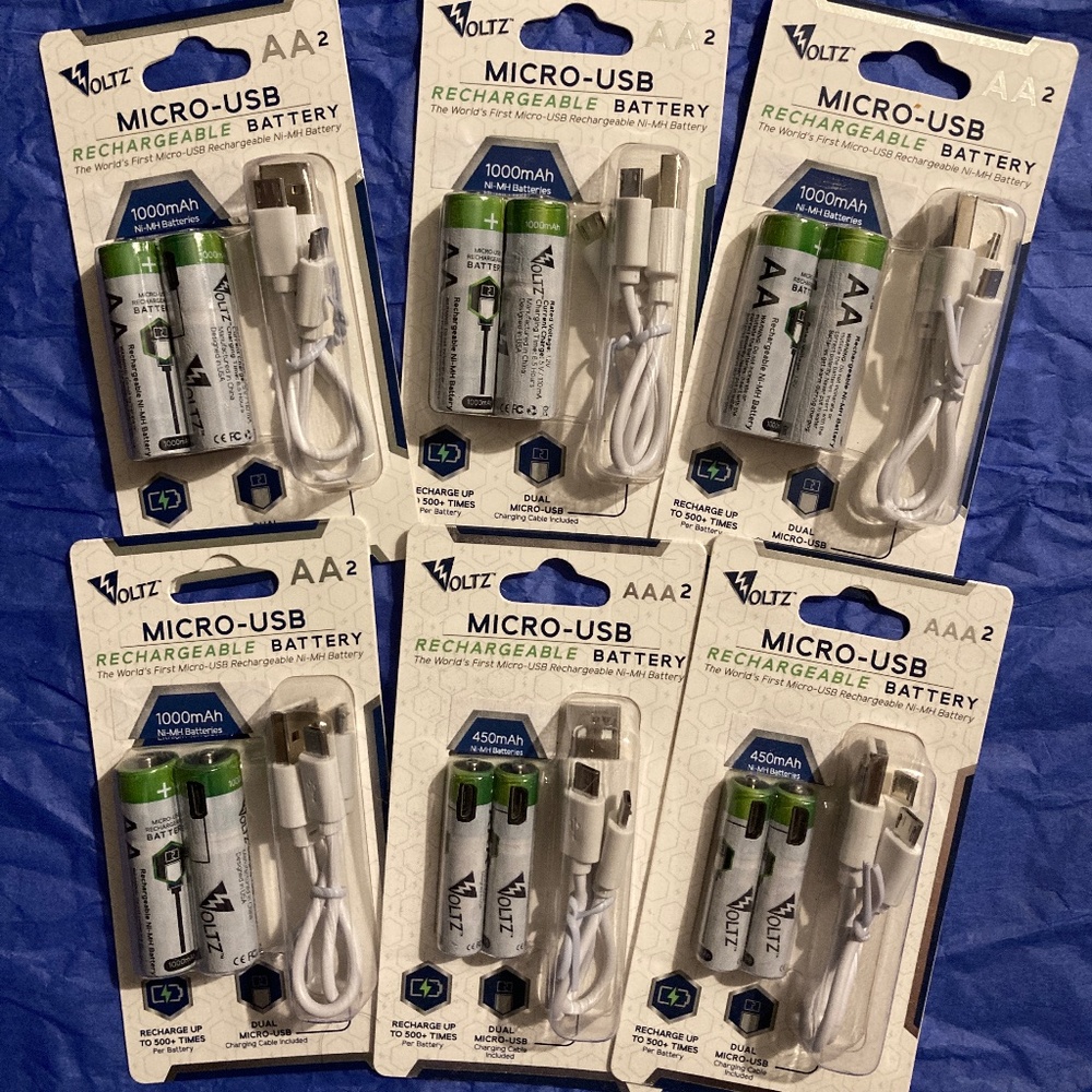 Voltz Micro-USB Rechargeable Batteries AA & AAA